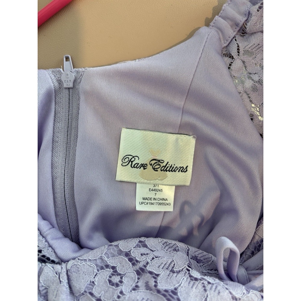 Rare Editions Girls Shorts Romper Size 7 NWT Lavender Lace Ruffle Off Shoulder - Picture 7 of 8